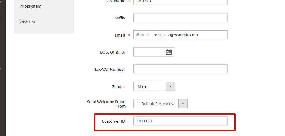 CustomerId on customer edit page in admin