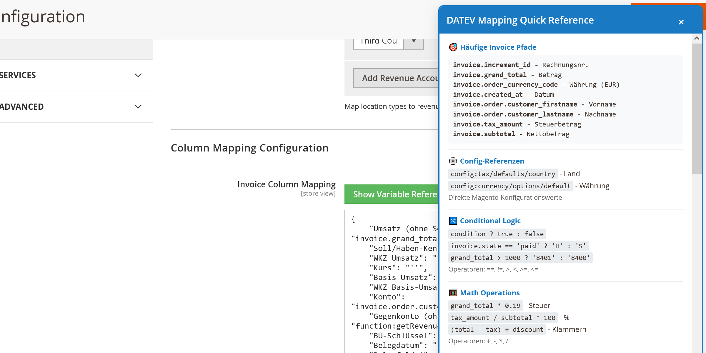 DATEV Export Form in Admin