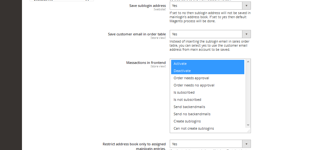 Admin - Sublogin configuration 2