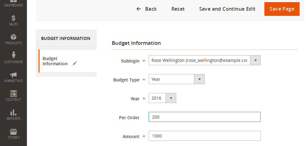 Admin - Create sublogin budget - 1